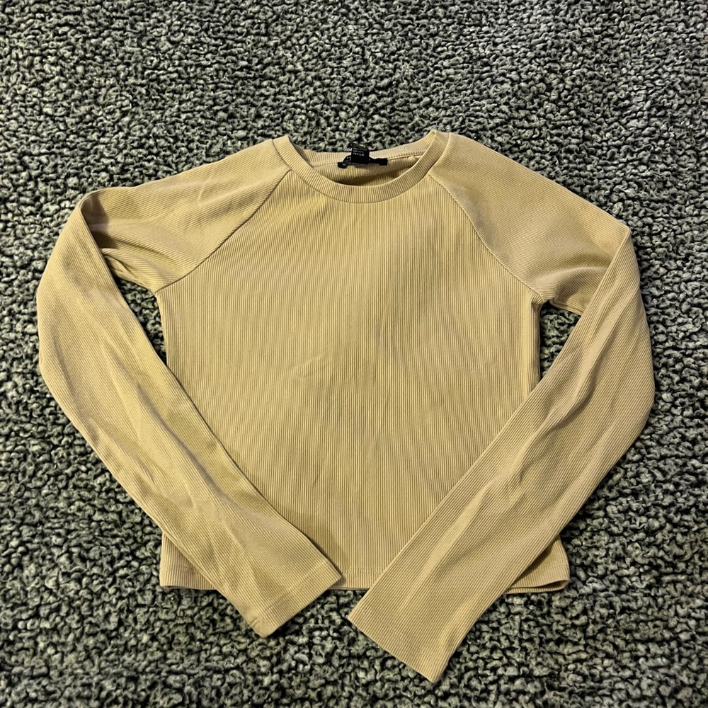 Forever 21 Long Sleeve Beige Top